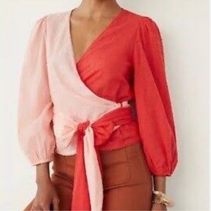 Farm Rio Colorblocked Wrap Blouse (Anthropologie)